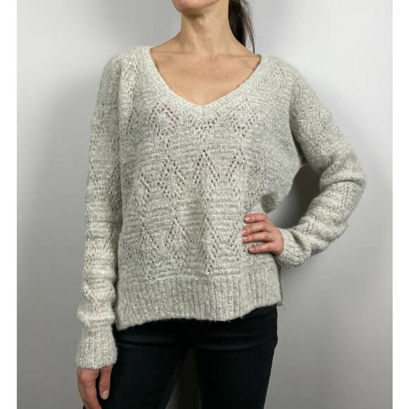 Scotch & Soda Maison Scotch V-Neck Sweater Alpaca Mohair Wool Blend Open Knit - Picture 3 of 13